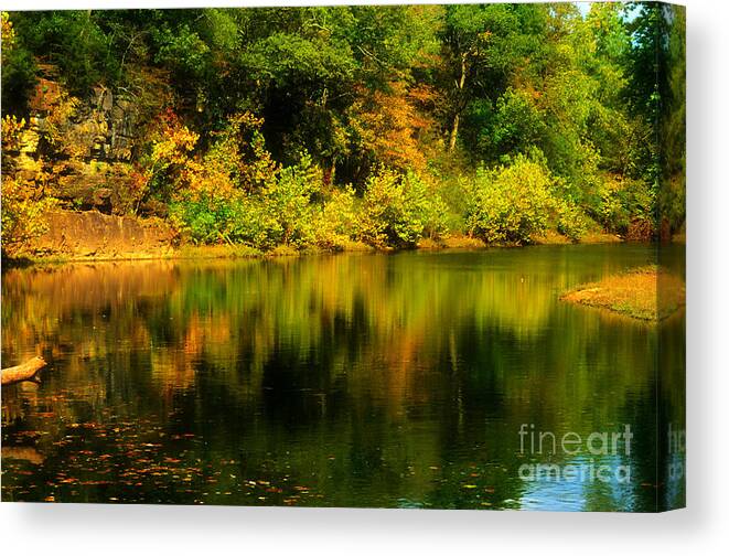 Landscape Canvas Print featuring the photograph Reflection of Autumn Colors by Peggy Franz