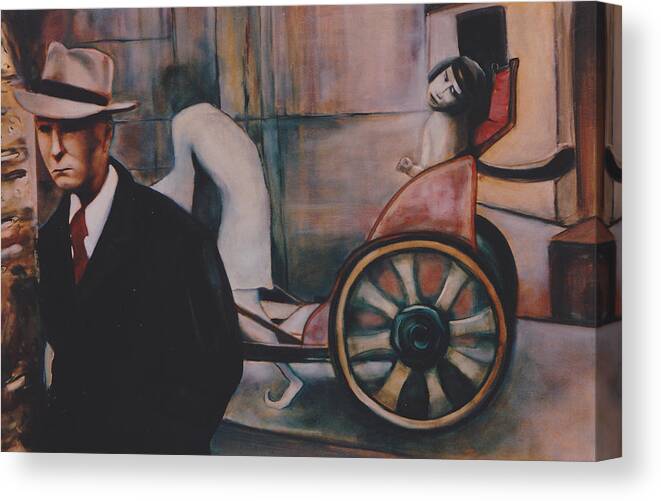 Walking Man Canvas Print featuring the painting Remembering My Father by Irena Mohr