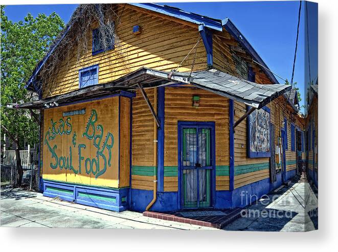 Bar Canvas Print featuring the photograph Rita's Bar and Soul Food in Algiers LA by Kathleen K Parker