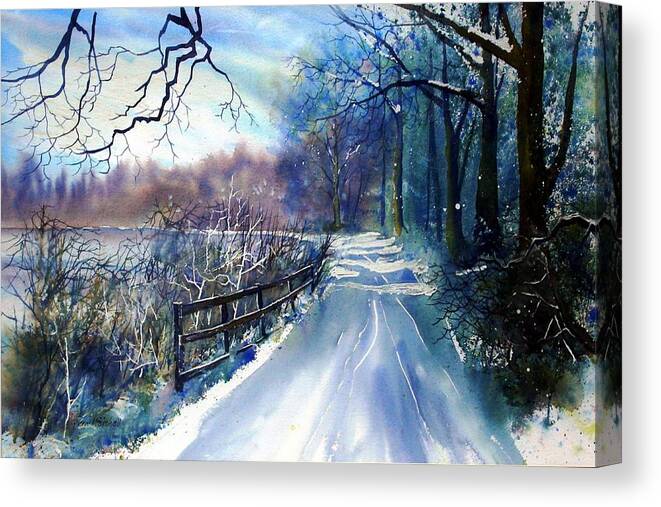 Watercolour Canvas Print featuring the painting River Ouse in Winter by Glenn Marshall