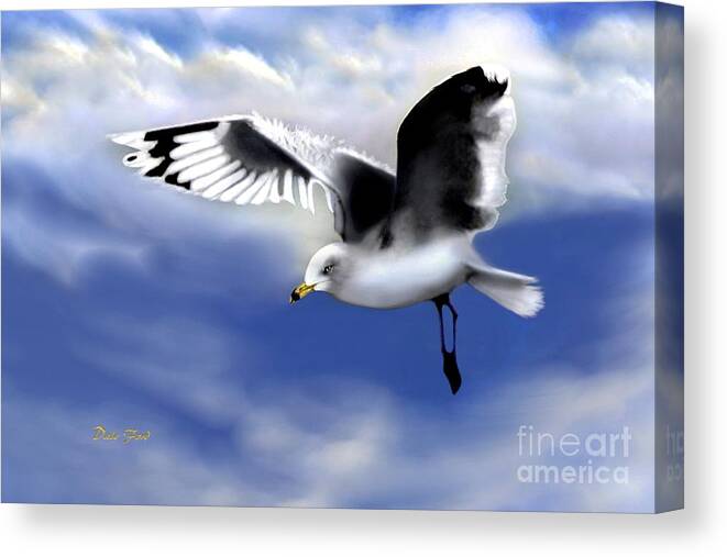 Seagull Canvas Print featuring the digital art Ruffled Feathers by Dale  Ford