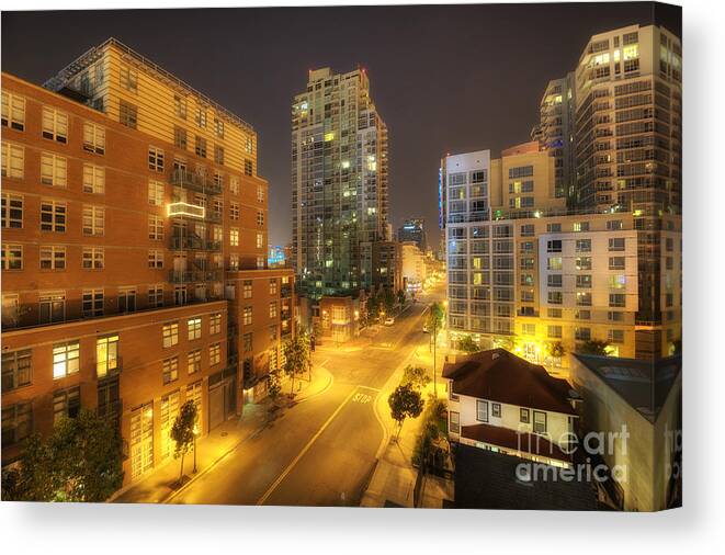 Art Canvas Print featuring the photograph San Diego City Lights by Yhun Suarez