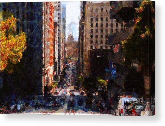 San Francisco Canvas Print featuring the photograph San Francisco California Street . Painterly . 7D7186 by Wingsdomain Art and Photography