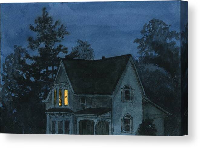 Landscape Canvas Print featuring the painting Second Story Light by Arthur Barnes