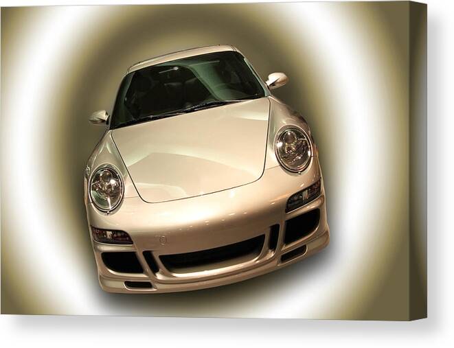 Sporty Canvas Print featuring the photograph Shiny new car with fancy background by Cindy Haggerty