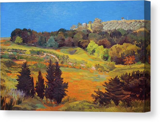 Landscape Canvas Print featuring the painting Sicily Landscape by Judith Barath