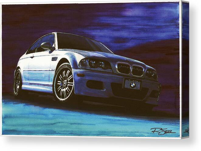 Bmw Canvas Print featuring the painting Silver BMW M3 by Rod Seel