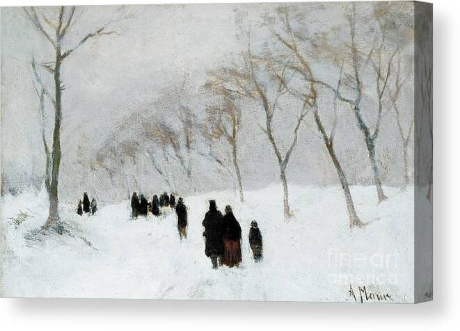 Winter Scene Canvas Print featuring the painting Snow Storm by Anton Mauve