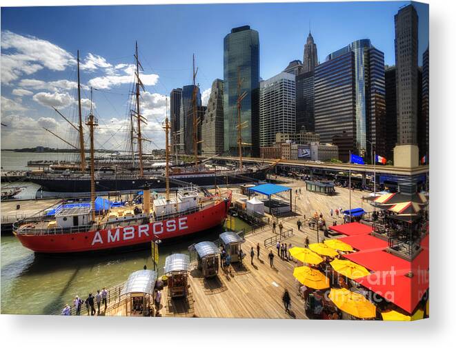 Art Canvas Print featuring the photograph South Street Seaport by Yhun Suarez