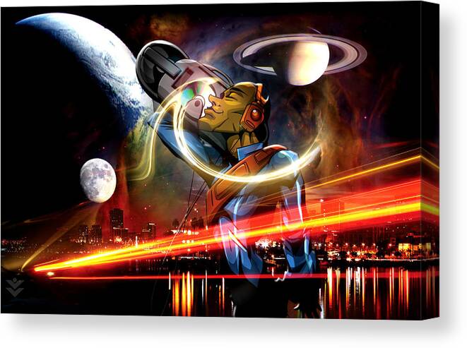 Music Canvas Print featuring the digital art Space Age by Jay Reed