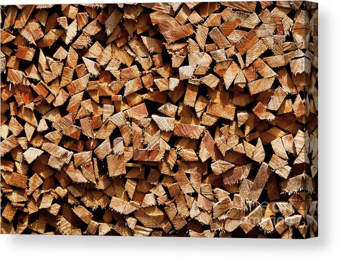 Abstract Canvas Print featuring the photograph Stacked Cord Wood by Charles Lupica