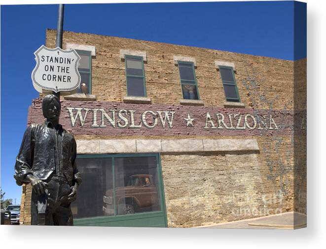 Winslow Arizona Canvas Print featuring the photograph Standin On The Corner In Winslow Arizona by Bob Christopher