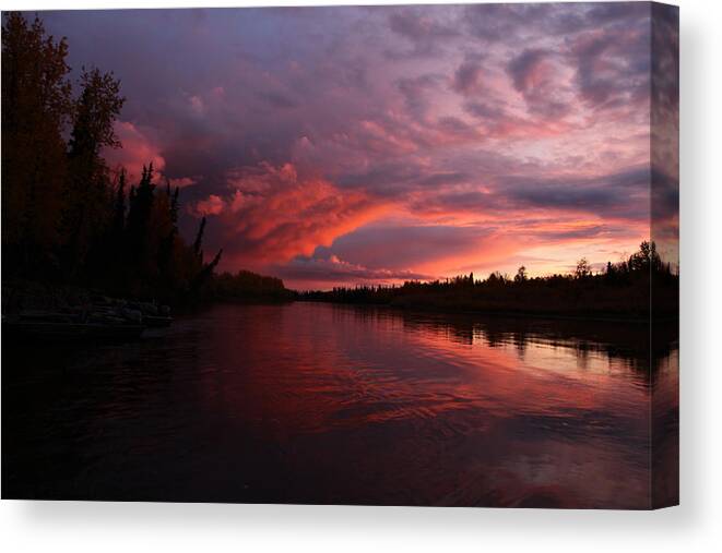 Sam Amato Canvas Print featuring the photograph Storm under a red sky by Sam Amato
