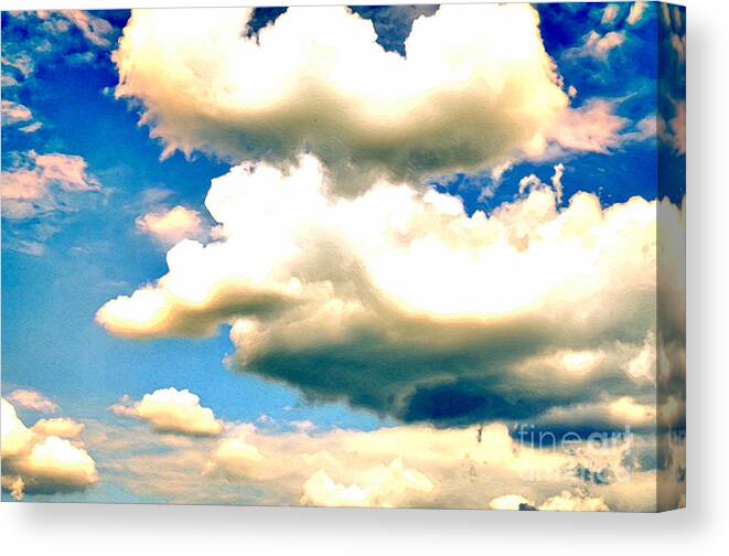 Cloud Canvas Print featuring the painting SUMMER SKY white and threatening clouds against a blue sky by Andy Smy