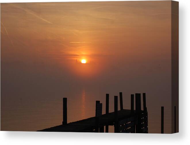 Sunrise Canvas Print featuring the photograph Sunrise on the River by Randy J Heath