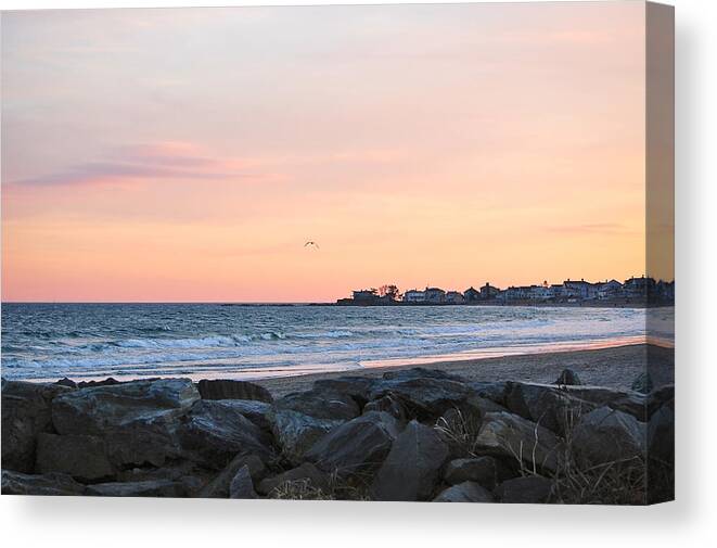 Sunset Canvas Print featuring the photograph Sunset Over Wallis Sands Beach New Hampshire by Mary McAvoy