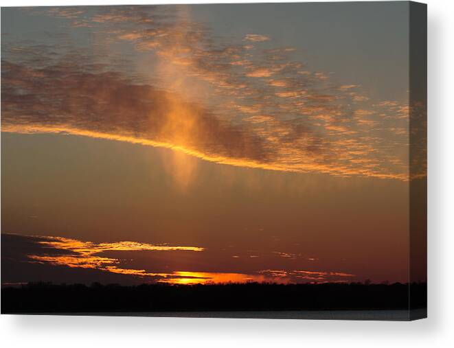 Sky Canvas Print featuring the photograph Sunset With Mist by Daniel Reed