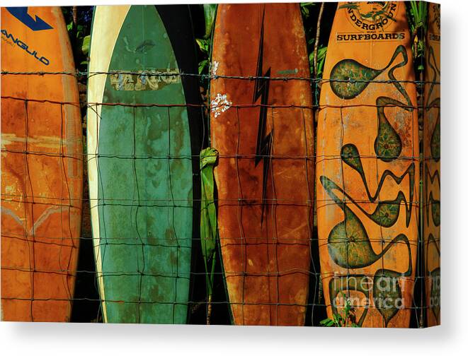 Hawaii Canvas Print featuring the photograph Surfboard Fence 1 by Bob Christopher