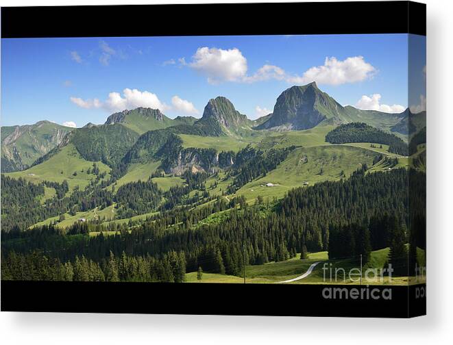 Mountain Canvas Print featuring the photograph Swiss View 1 by Bruno Santoro