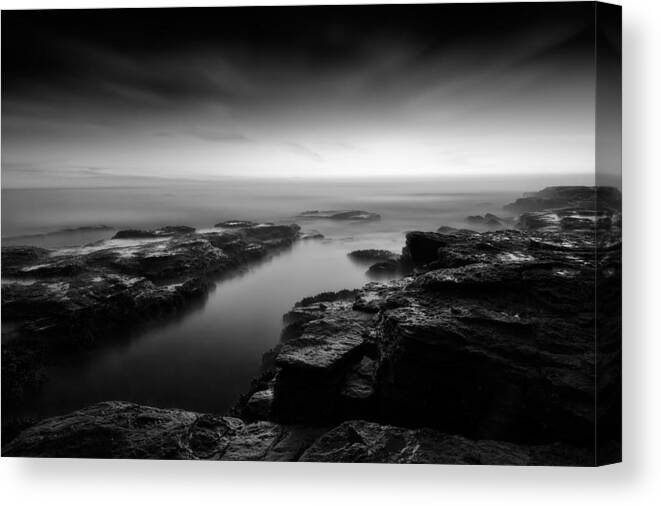 Black & White Canvas Print featuring the photograph The Channel's Destiny by Mark Lucey