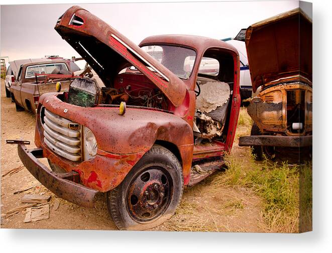 Car Canvas Print featuring the photograph The Iron Boneyard 7 by Matthew Angelo