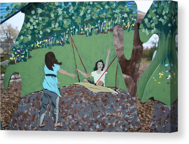 Mural Canvas Print featuring the painting The Swing by Jan Swaren