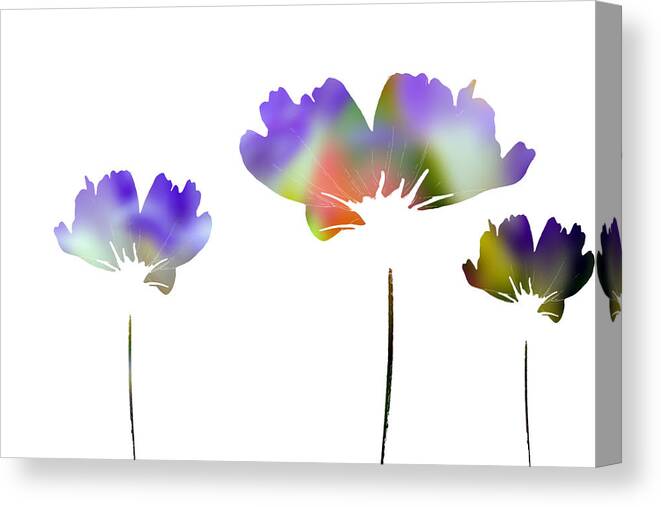 Silhouette Canvas Print featuring the mixed media Three Feeling Freesia by Angelina Tamez