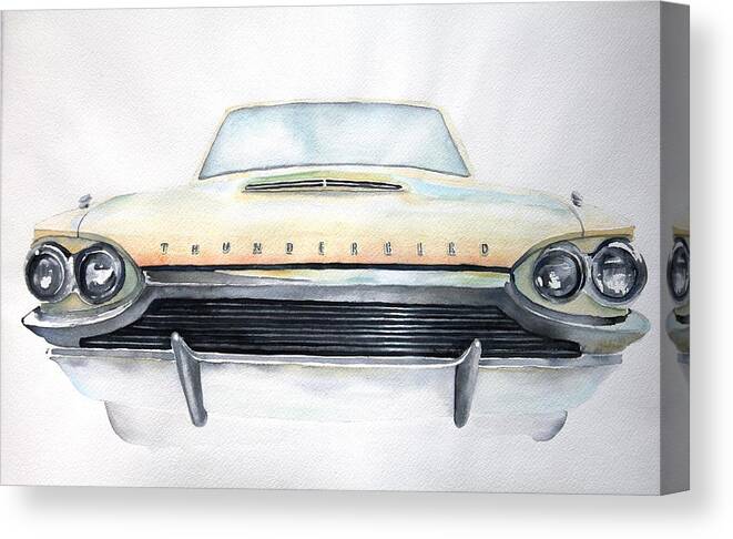 Car Canvas Print featuring the painting Thunderbird by Ruth Kamenev