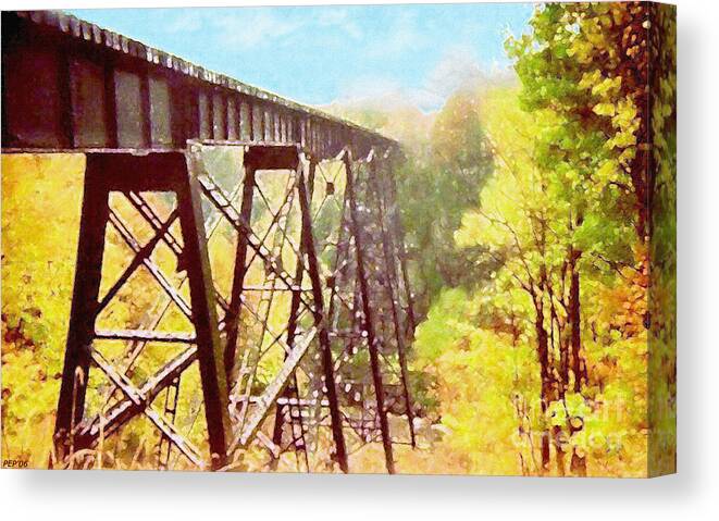 Photography Canvas Print featuring the digital art Train Trestle by Phil Perkins