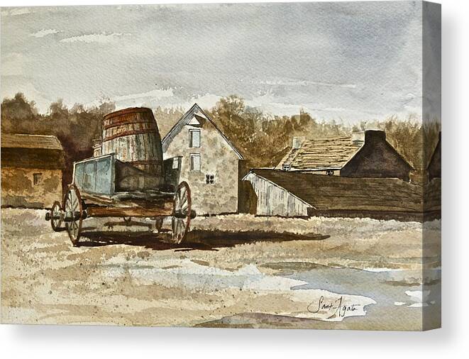 Cider Barrel Canvas Print featuring the painting Tribute to Andrew Wyeth I by Frank SantAgata