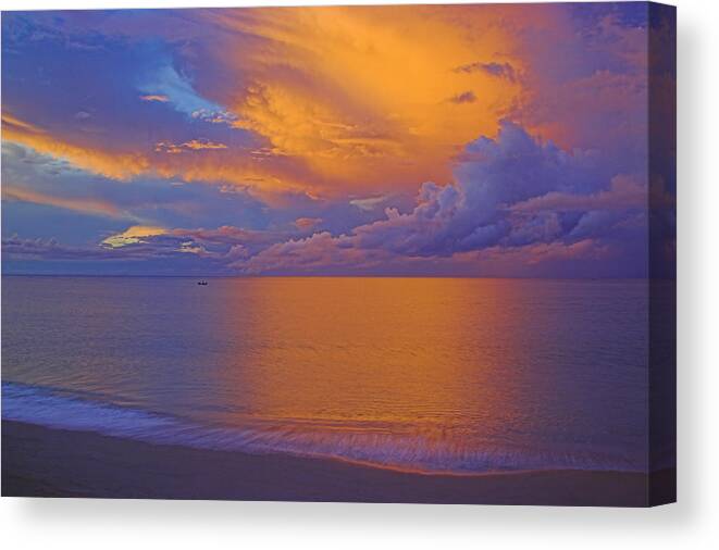 St Lucia Canvas Print featuring the photograph Tropical Sunset-2- St Lucia by Chester Williams