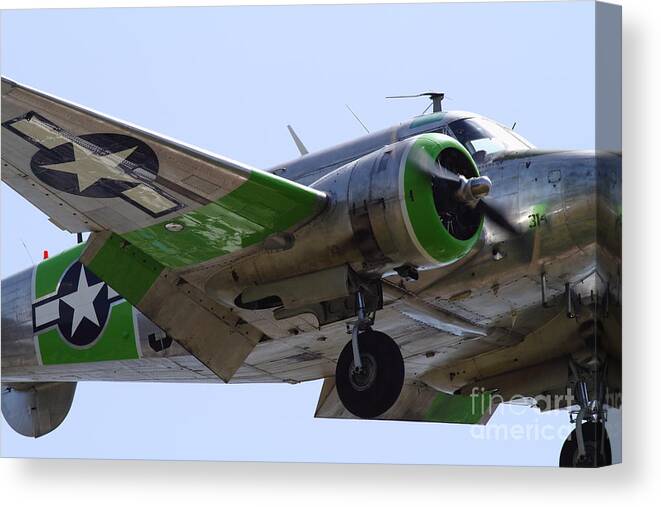 Transportation Canvas Print featuring the photograph Twin Beech C-45 Expeditor . 7d15422 by Wingsdomain Art and Photography