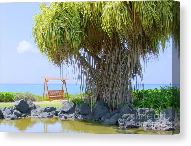 Ocean Canvas Print featuring the photograph Under the Hala Tree by Mary Deal