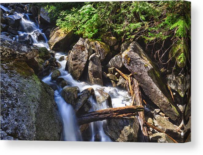 Mountains Canvas Print featuring the photograph Upper Cascades of Malchite Creek by A A