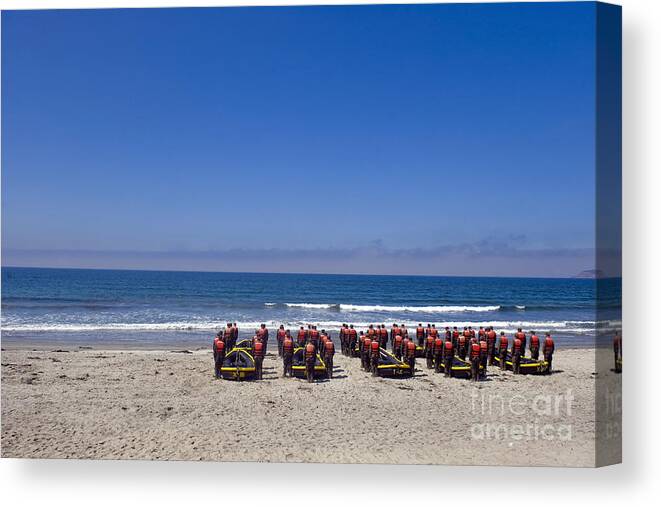 Pacific Ocean Canvas Print featuring the photograph U.s. Navy Seal Candidates Participate by Stocktrek Images