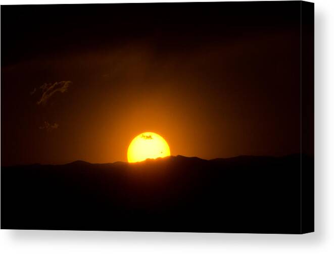 Venus Canvas Print featuring the photograph Venus Transit Setting Over the Rocky Mountains by Jason Chu