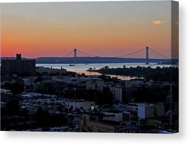 Sunset Photography Canvas Print featuring the photograph Verazano sunset by Diane Lent
