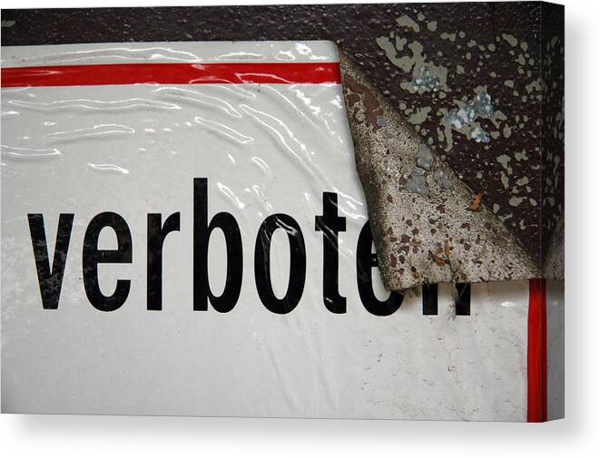 Verboten Canvas Print featuring the photograph Verboten - German sign by Matthias Hauser