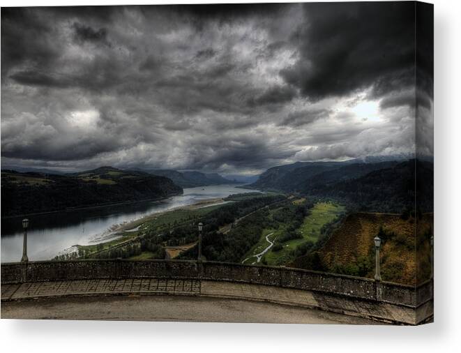 Hdr Canvas Print featuring the photograph Vista House View by Brad Granger