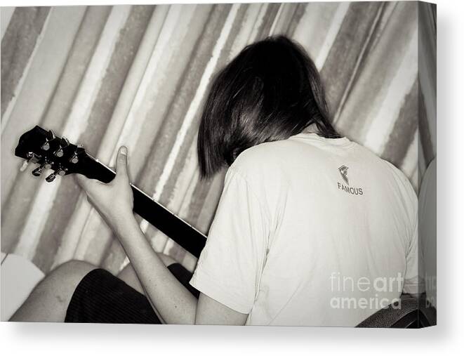 Guitar Canvas Print featuring the pyrography Want to be Famous by Yurix Sardinelly