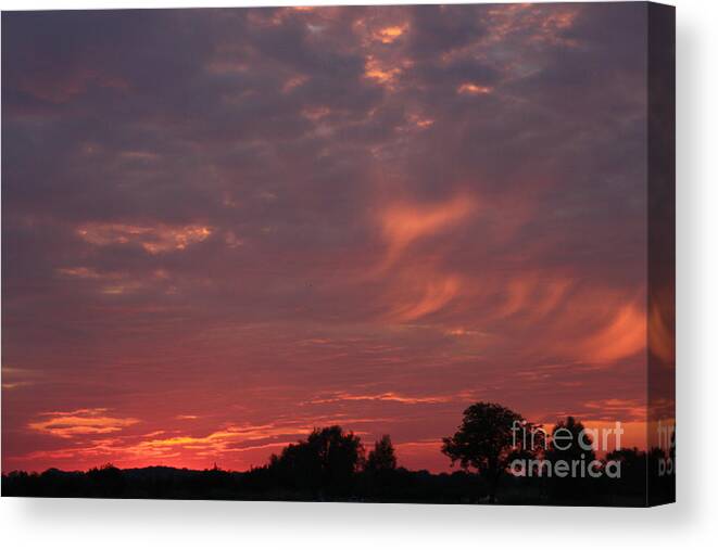 Sunset Canvas Print featuring the photograph Warwickshire sunset by Linsey Williams