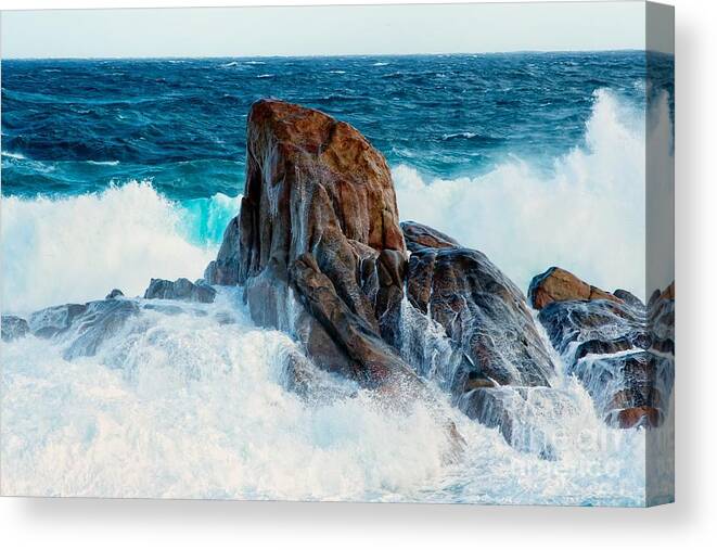 Crash Canvas Print featuring the photograph Wash away II - colour by Hideaki Sakurai