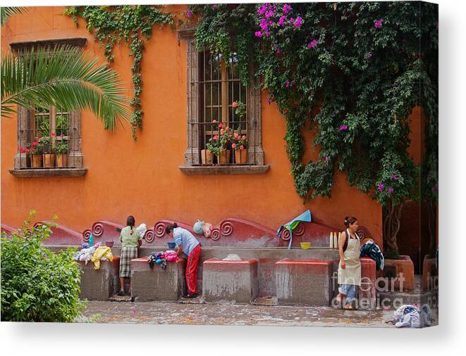 Mexico Canvas Print featuring the photograph Washer Women - Mexico by Craig Lovell