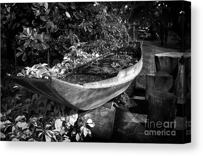 Asia Canvas Print featuring the photograph Water Canoe by Thanh Tran