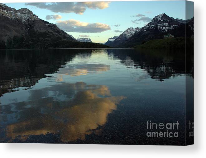 Waterton Lake Canvas Print featuring the photograph Waterton Lake Sunset Canada by Vivian Christopher