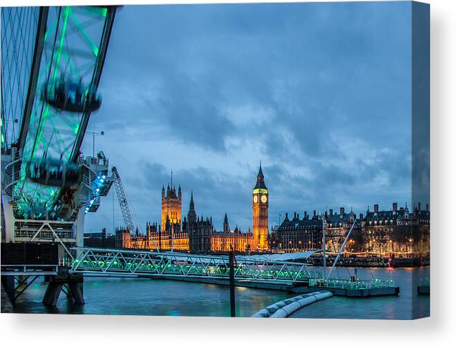 Millennium Wheel Canvas Print featuring the photograph Westminster and The London Eye by Dawn OConnor