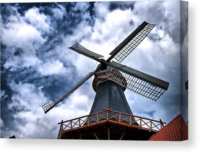 Windmill Canvas Print featuring the photograph Windmill in Northern Germany 2 by Edward Myers