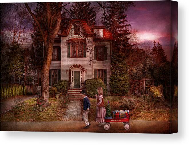 Winter Canvas Print featuring the photograph Winter - Metuchen NJ - Feed the poor by Mike Savad