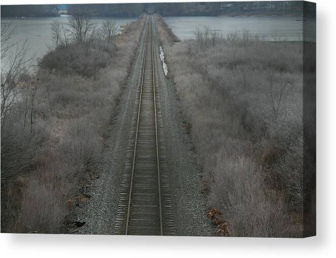 Railroad Canvas Print featuring the photograph Winter Tracks by Neal Eslinger