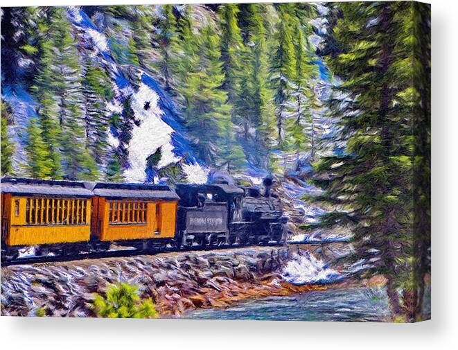 Durango Canvas Print featuring the painting Winter Train by Jeffrey Kolker
